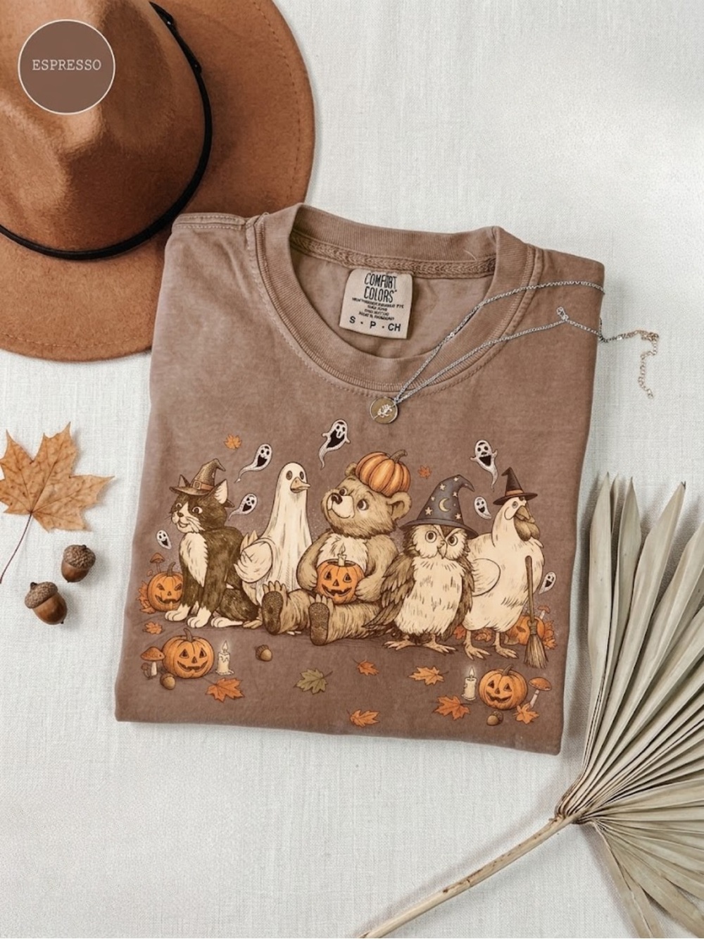Comfort Colors Espresso Brown Halloween Animal Graphic Tee